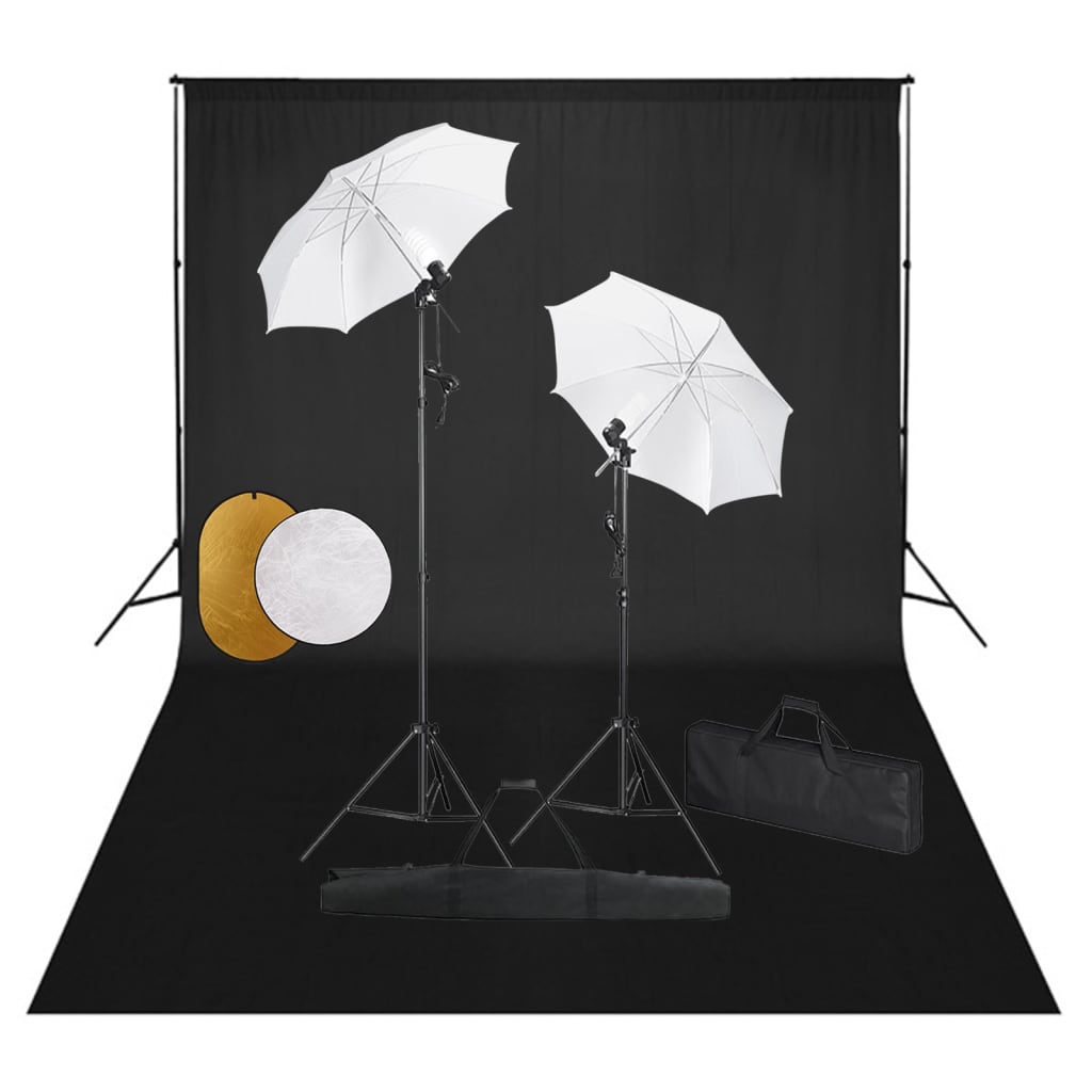 Vidaxl Photo Studio Set s lampami, deštníky, pozadím a reflektorem