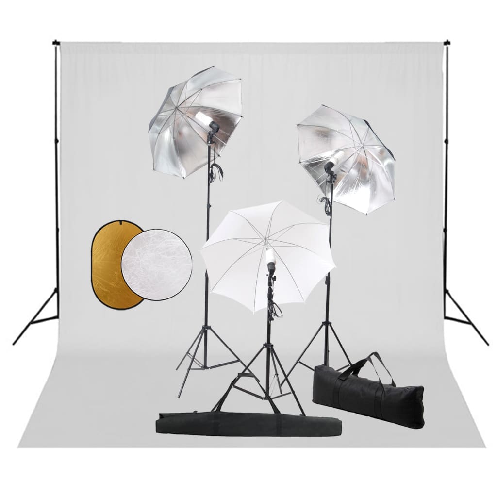 Vidaxl Photo Studio Set s lampami, deštníky, pozadím a reflektorem