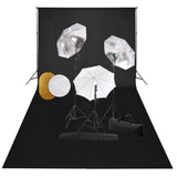 Vidaxl Photo Studio Set med lamper, paraplyer, baggrund og reflektor