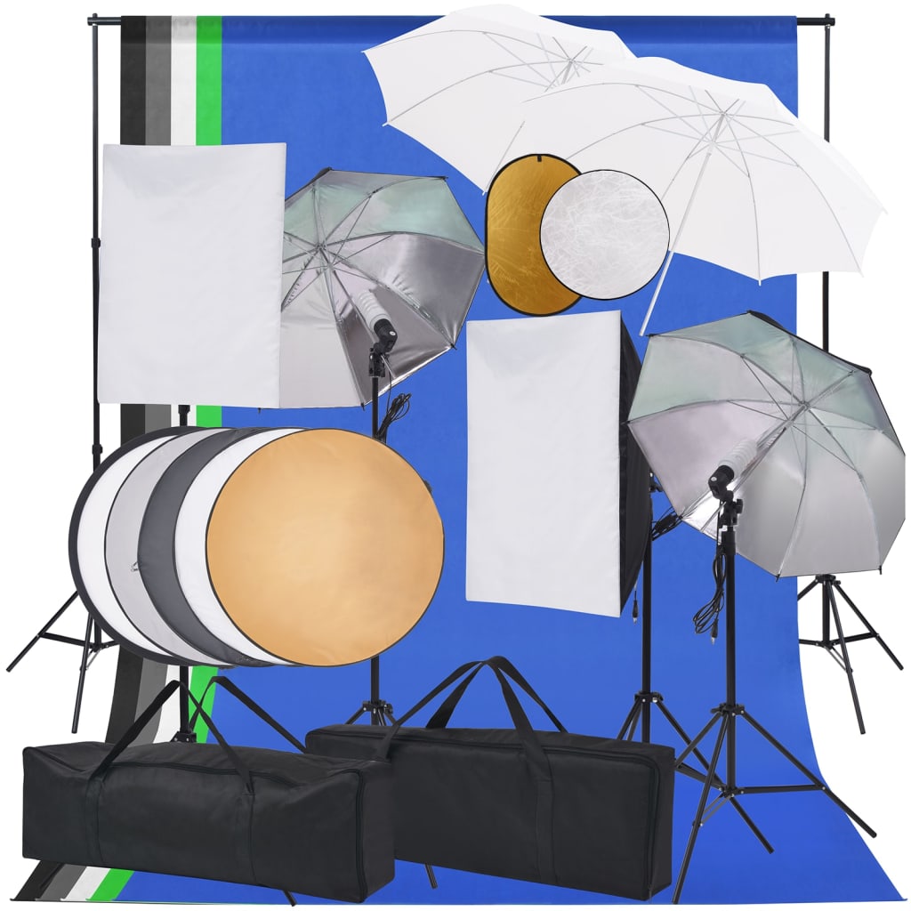 Vidaxl Photo Studio Set With Softbox Lampy Deštník reflektor pozadí