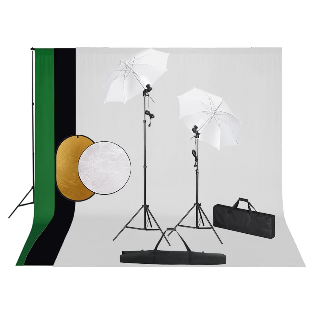 Vidaxl Photo Studio Set s lampami, deštníky, pozadím a reflektorem