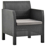 Vidaxl 3-delige loungeset met kussens pp rattan antracietkleurig