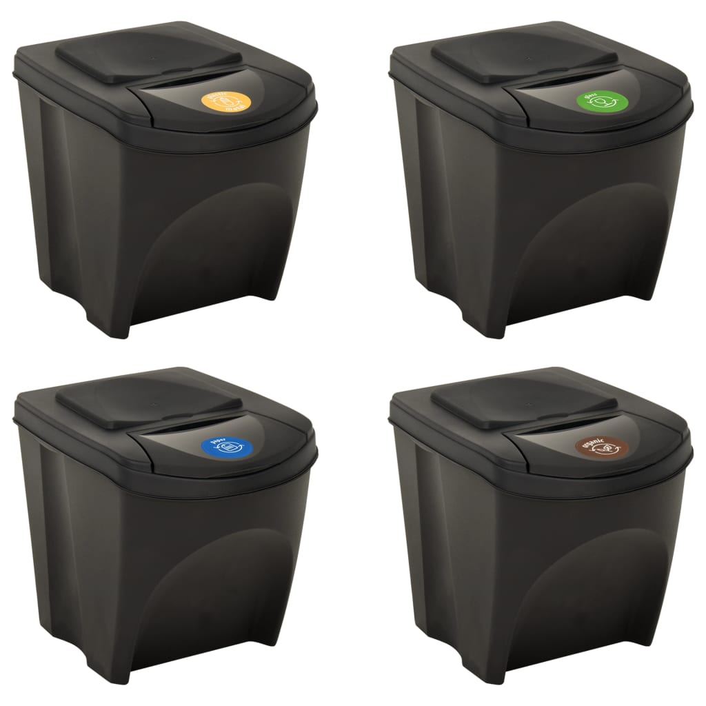 Vidaxl garbage cans 4 st stackable 100 l anthracite -colored