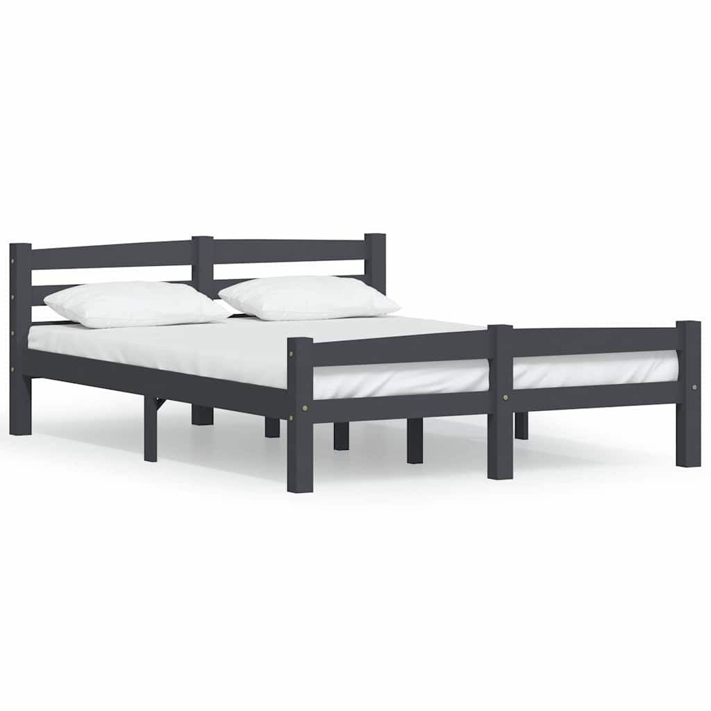 Vidaxl bedframe massief grenenhout donkergrijs 140x200 cm