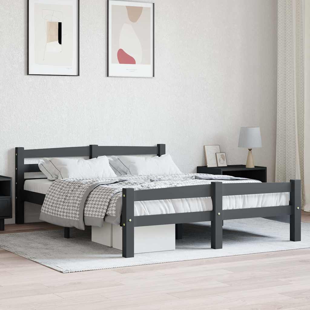 Vidaxl bedframe massief grenenhout donkergrijs 140x200 cm