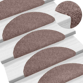 Vidaxl trapmatten zelfklevend 5 stuks 56x17x3 cm lichtbruin halfrond