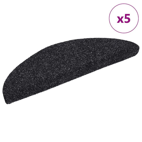 Vidaxl trapmatten zelfklevend 5 stuks 56x17x3 cm zwart halfrond