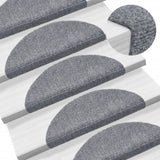 Vidaxl stair mats self -adhesive 5 st 56x17x3 cm needle felt light gray