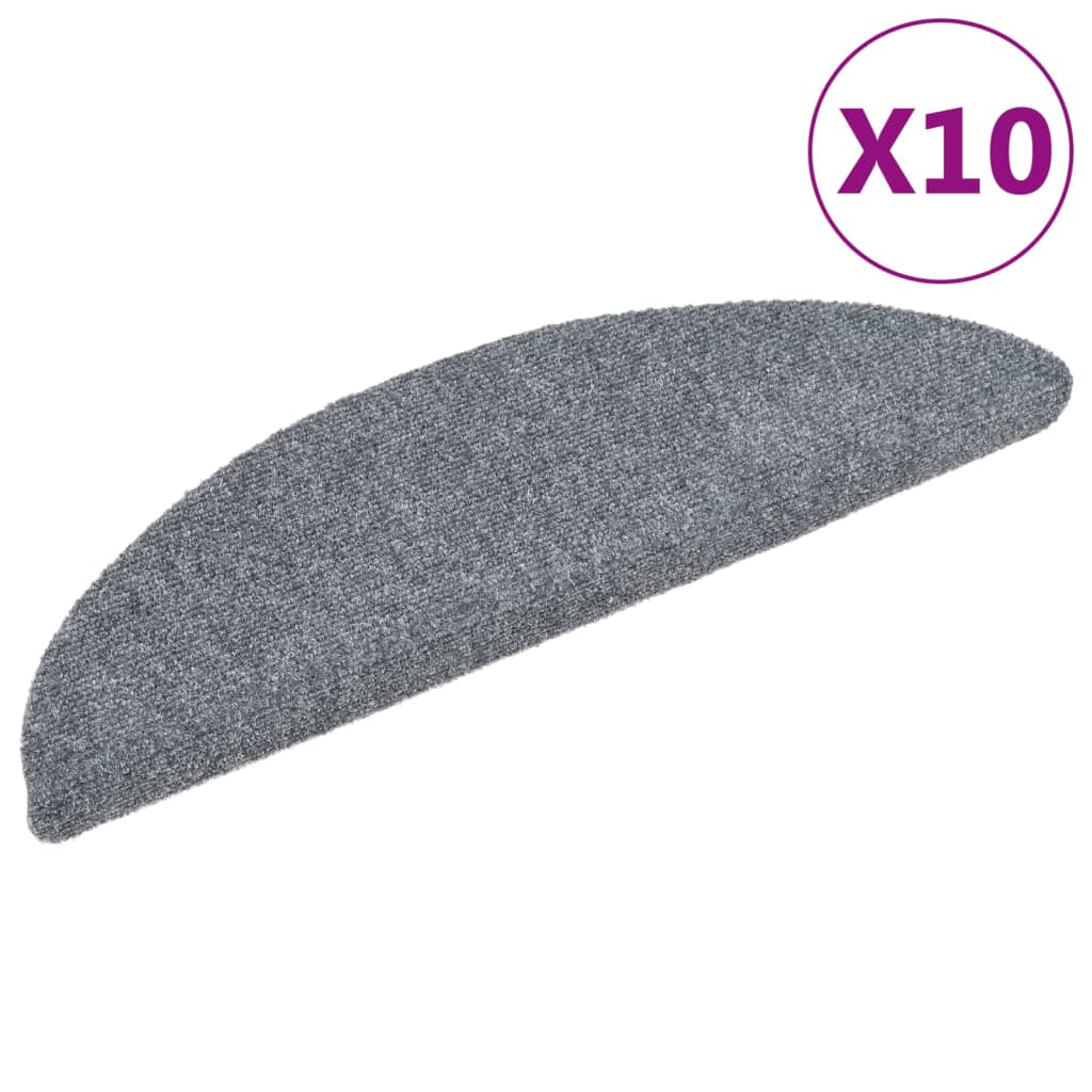 Vidaxl stair mats self -adhesive 10 st 56x17x3 cm needle felt light gray