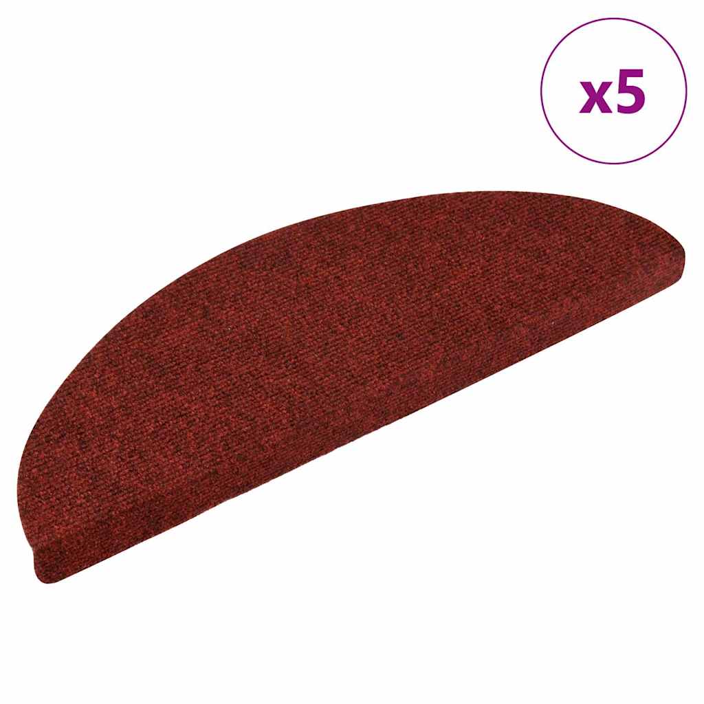 Vidaxl stair mats self -adhesive 5 st 56x17x3 cm needle felt red