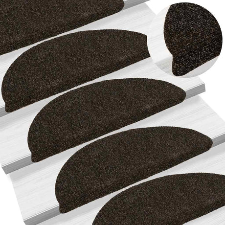 Vidaxl trapmatten zelfklevend 5 stuks 56x17x3 cm donkerbruin halfrond