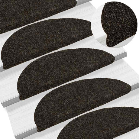 Vidaxl trapmatten zelfklevend 10 st 56x17x3 cm donkerbruin halfrond