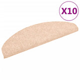 Vidaxl stair mats self -adhesive 10 pcs 65x21x4 cm needle felt cream -colored