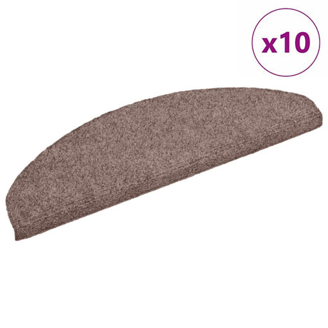 Vidaxl trapmatten zelfklevend 10 stuks 65x21x4 cm lichtbruin halfrond groot