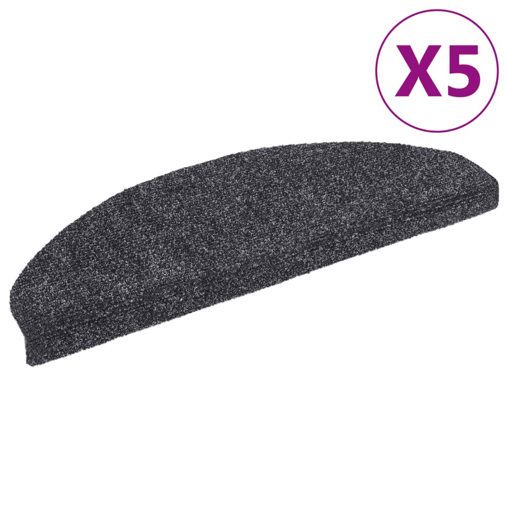 Vidaxl stair mats self -adhesive 5 st 65x21x4 cm needle felt dark gray