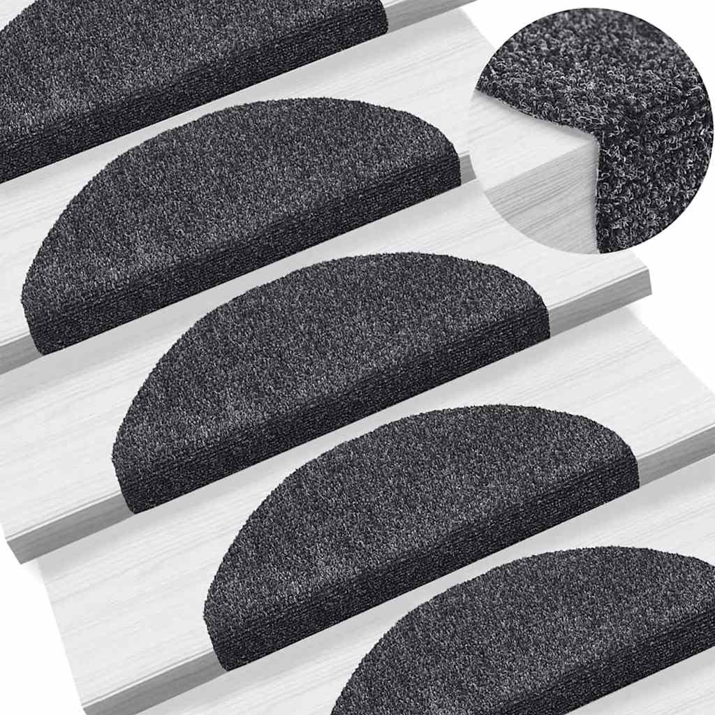 Vidaxl trapmatten zelfklevend 5 stuks 65x21x4 cm donkergrijs halfrond groot