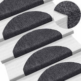 Vidaxl trapmatten zelfklevend 5 stuks 65x21x4 cm donkergrijs halfrond groot