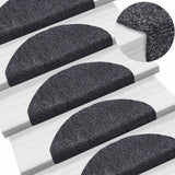 Vidaxl trapmatten zelfklevend 10 st 65x21x4 cm donkergrijs halfrond groot