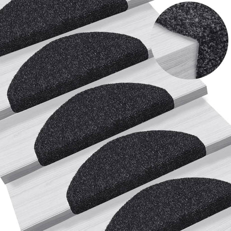 Vidaxl trapmatten zelfklevend 5 stuks 65x21x4 cm zwart halfrond groot