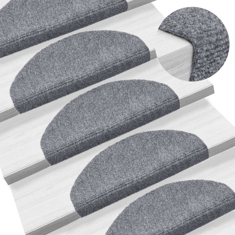 Vidaxl trapmatten zelfklevend 5 stuks 65x21x4 cm lichtgrijs halfrond groot