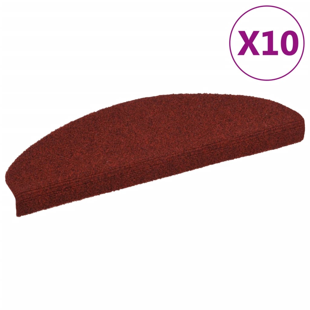 Vidaxl Stair tapis auto-adhésifs 10 pcs 65x21x4 cm aiguille en feutre rouge