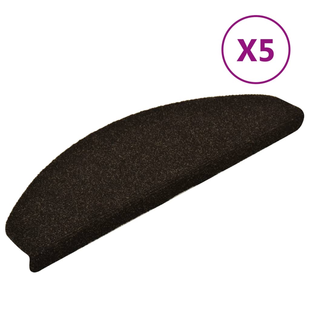 Vidaxl trapmatten zelfklevend 5 stuks 65x21x4 cm donkerbruin halfrond groot