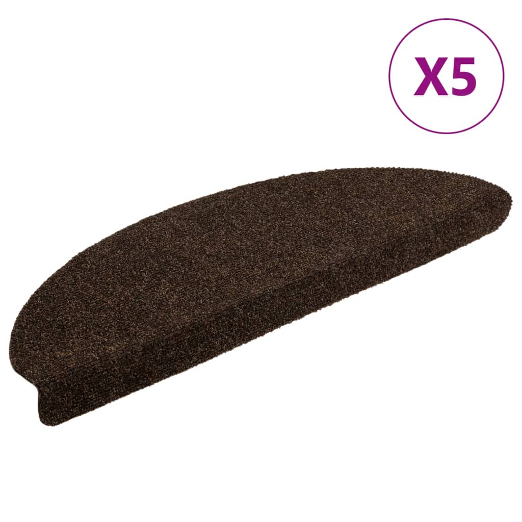 Vidaxl stair mats self -adhesive 5 st 65x21x4 cm needle felt brown