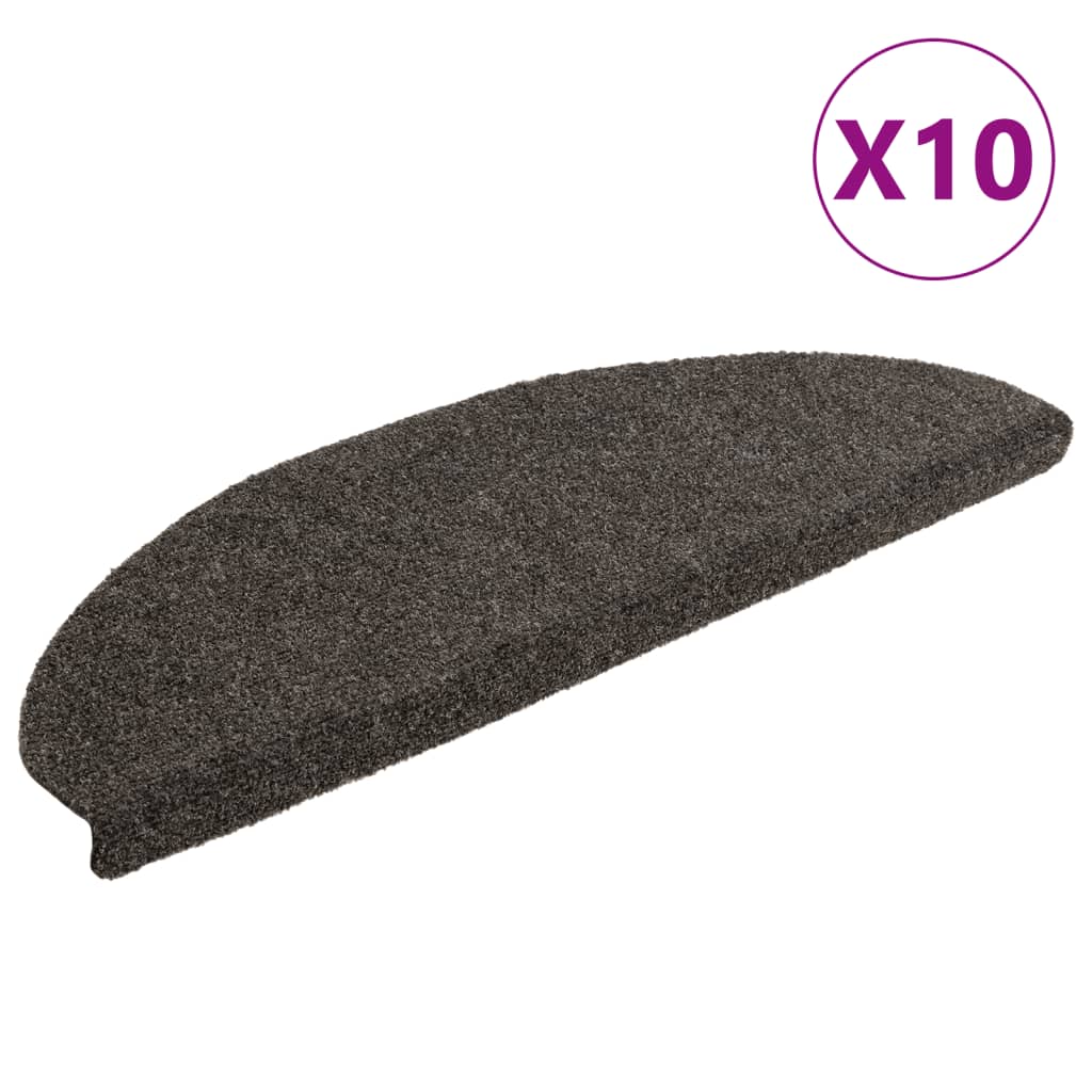 Vidaxl stair mats self -adhesive 10 pcs 65x21x4 cm Needle felt anthracite