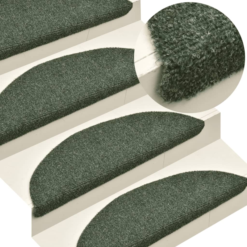 Vidaxl stair mats self -adhesive 5 st 65x21x4 cm needle felt green