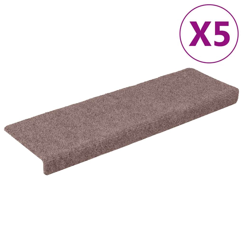 Vidaxl trapmatten zelfklevend 5 stuks 65x21x4 cm lichtbruin