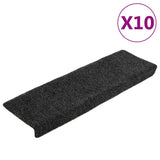 Vidaxl stair mats 10 pcs 65x21x4 cm needle felt gray