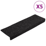 Vidaxl Stairs Mats 5 St 65x21x4 cm nål kändes svart