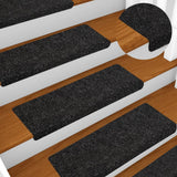 Vidaxl Stairs Mats 5 St 65x21x4 cm nål kändes svart