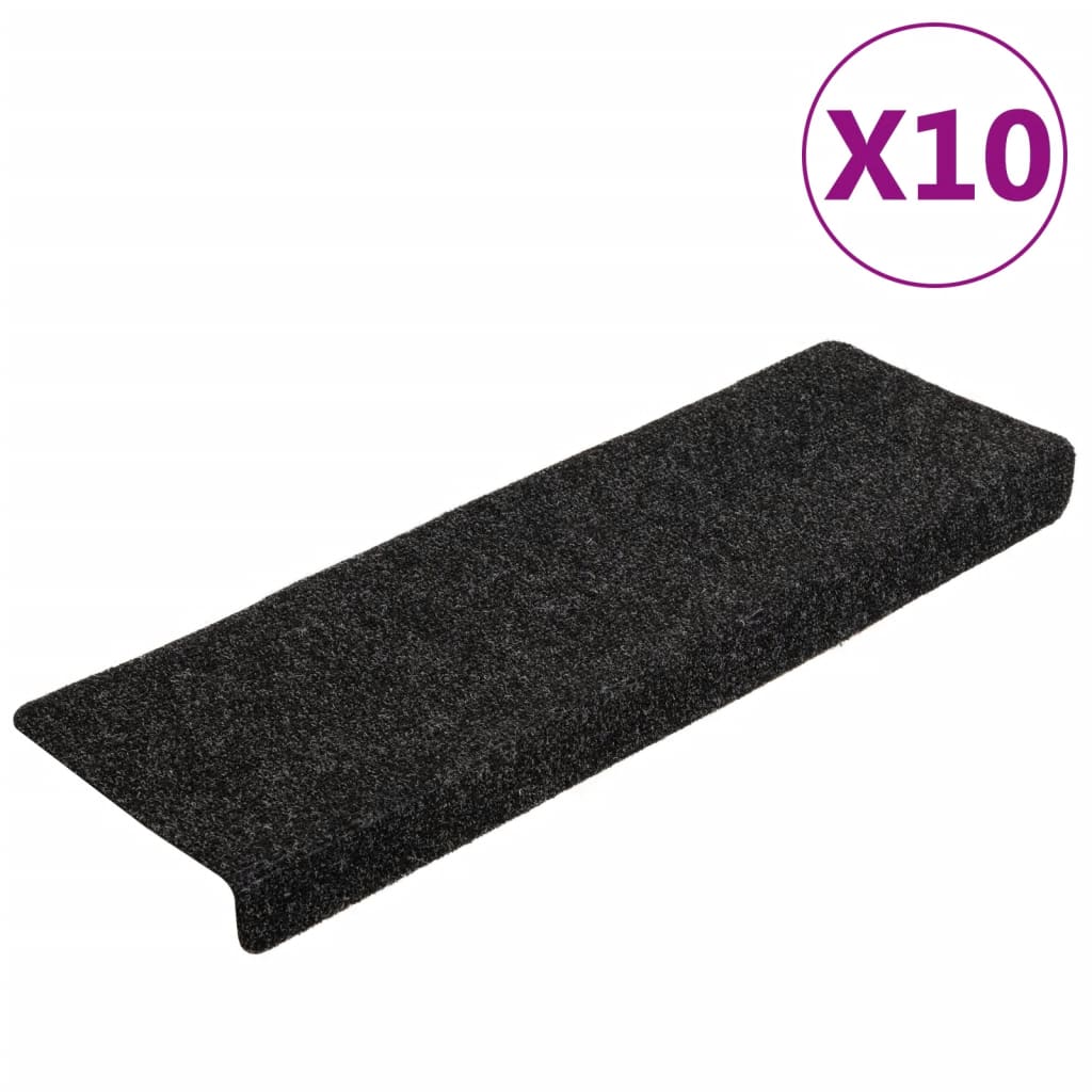 Vidaxl stair mats 10 st 65x21x4 cm needle felt black