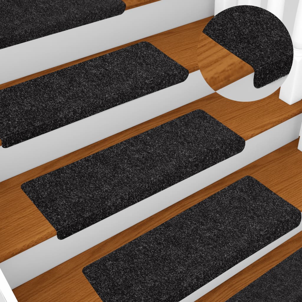 Vidaxl stair mats 10 st 65x21x4 cm needle felt black