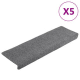 Vidaxl stair mats 5 st 65x21x4 cm needle felt light gray