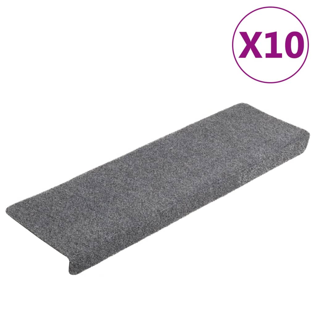 Vidaxl tappetini da scala 10 pezzi 65x21x4 cm in feltro grigio chiaro