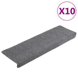 Tapis d'escalier vidaxl 10 pcs 65x21x4 cm aiguille en feutre gris clair