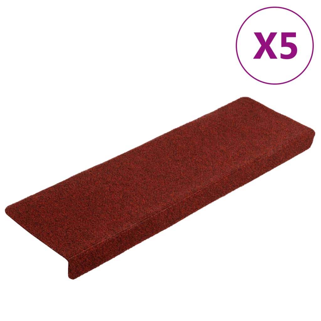 Vidaxl stair mats 5 st 65x21x4 cm Needle felt bordeaux red