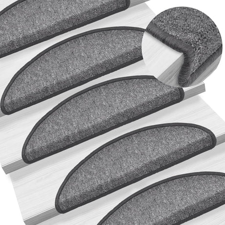 Vidaxl trapmatten 10 st 56x17x3 cm donkergrijs halfrond