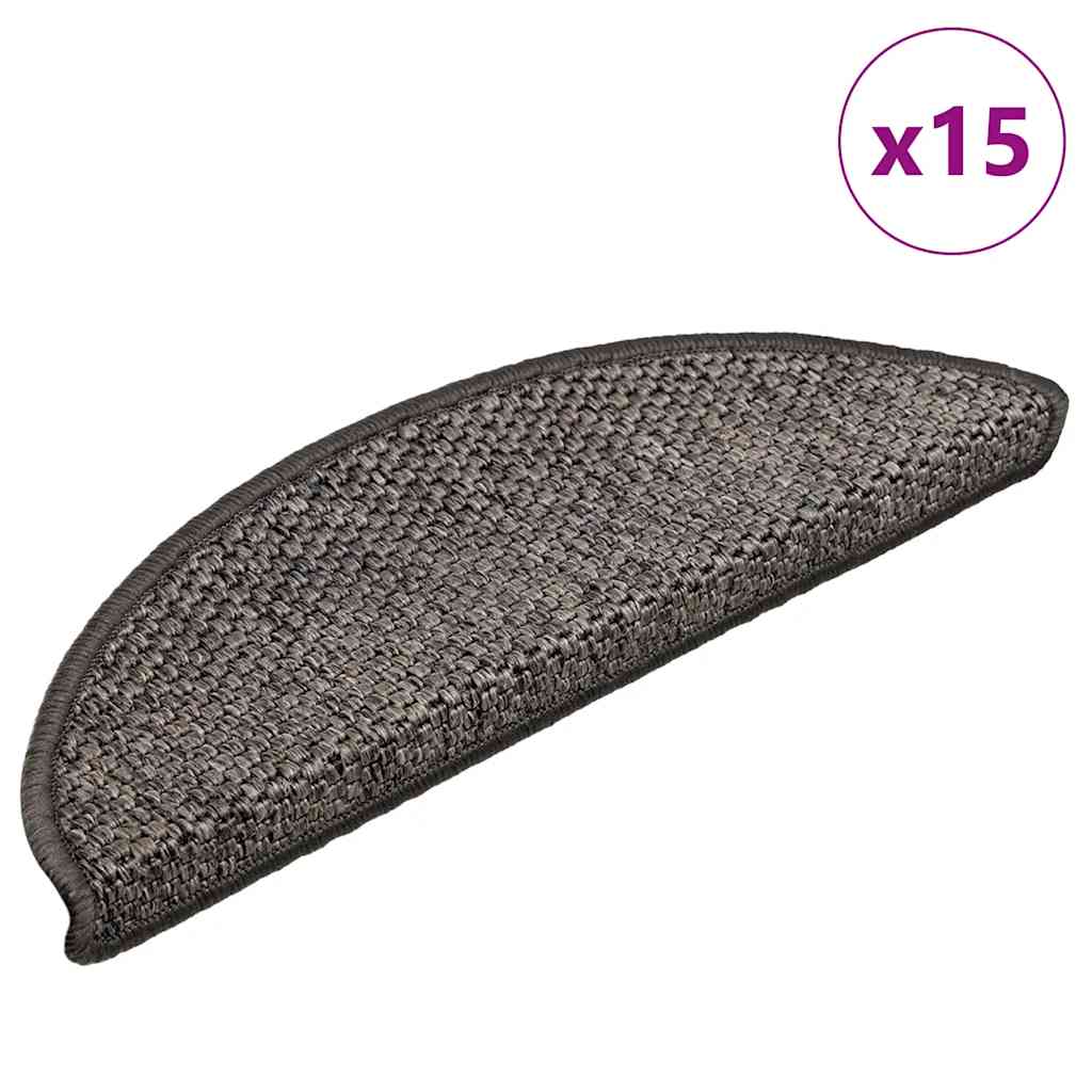 Vidaxl Stair Mats Selflezivna 15 St Sisal Look 56x17x3 cm rjava bež