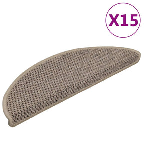 Vidaxl trapmatten zelfklevend 15 st sisal-look 56x17x3 cm donkerbeige
