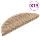 Vidaxl trapmatten zelfklevend 15 st sisal-look 56x17x3 cm zandkleurig