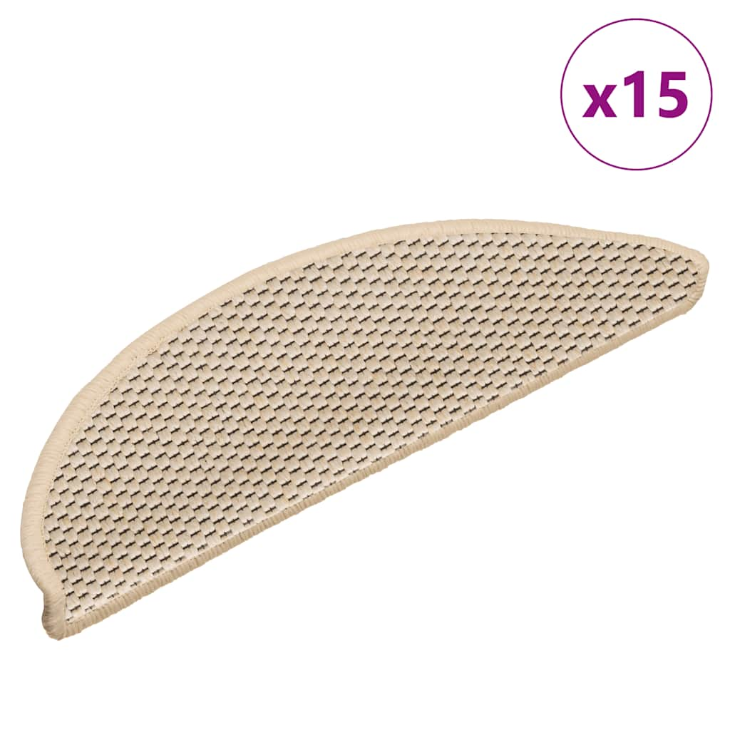 Vidaxl trapmatten zelfklevend 15 st sisal-look 56x17x3 cm berber