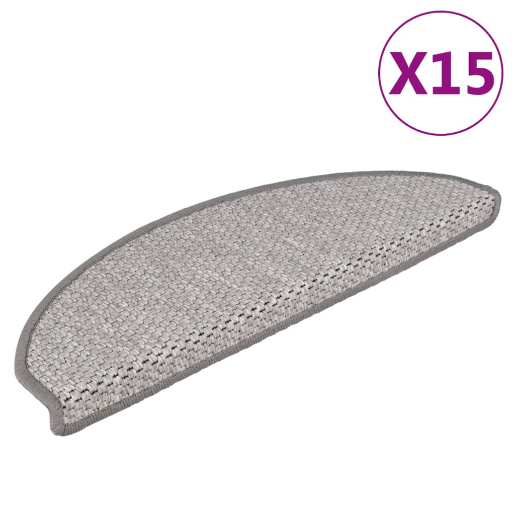 Vidaxl trapmatten zelfklevend 15 st sisal-look 65x21x4 cm platinakleur