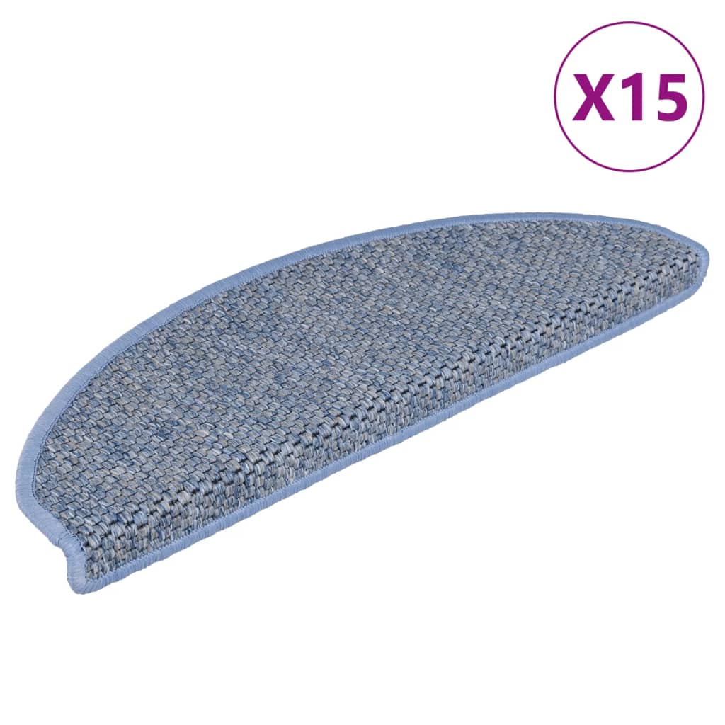 Vidaxl Stair Mats Selflesive 15 St Sisal Look 65x21x4 cm modra