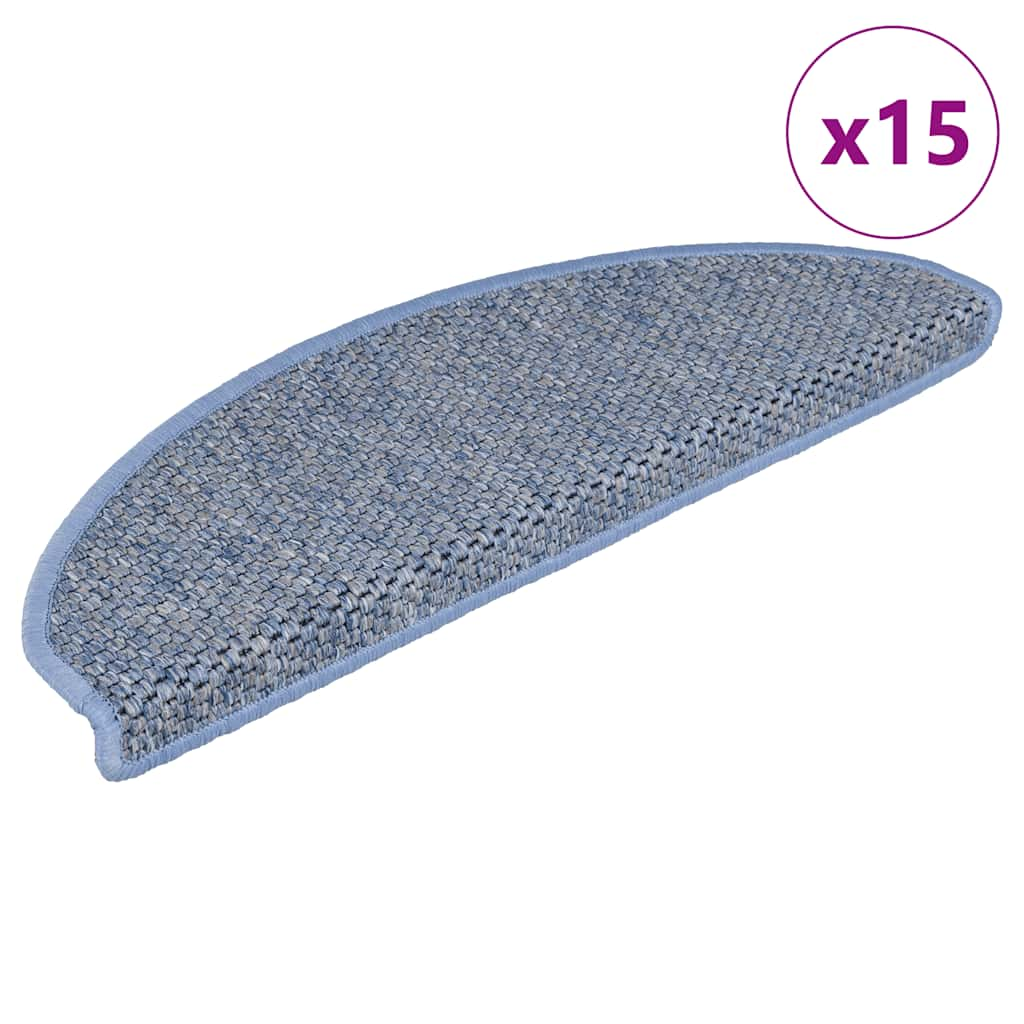 Vidaxl trapmatten zelfklevend 15 st sisal-look 65x21x4 cm blauw