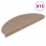 Vidaxl stair mats self-adhesive 15 st sisal look 65x21x4 cm sand-colored