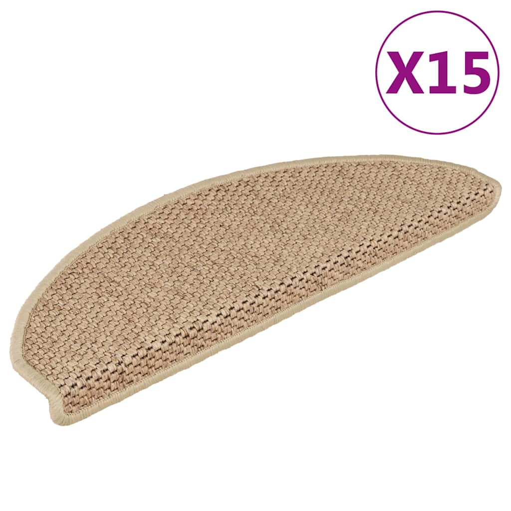Vidaxl trapmatten zelfklevend 15 st sisal-look 65x21x4 cm zandkleurig