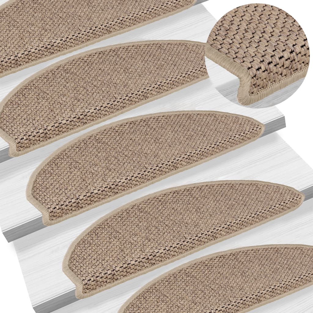 Vidaxl stair mats self-adhesive 15 st sisal look 65x21x4 cm sand-colored